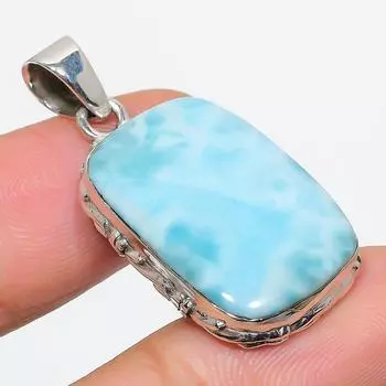 Natural Republic Larimar Gemstone 925 Solid Sterling Silver Pendant 1.75 T8q12