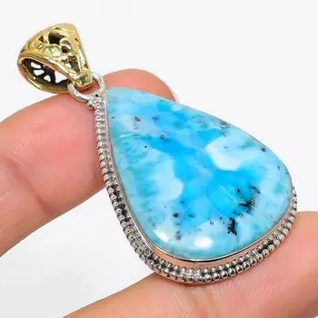Natural Republic Larimar Gemstone 925 Solid Sterling Silver Pendant 2.25 B9J30