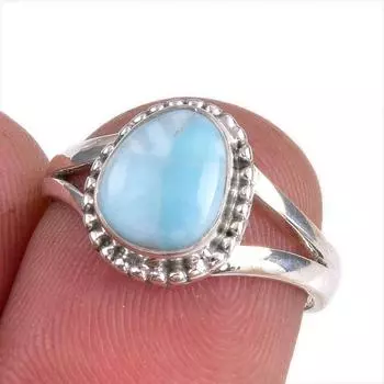 Natural Republic Larimar Gemstone 925 Solid Sterling Silver Gift Ring S.6 E1G88