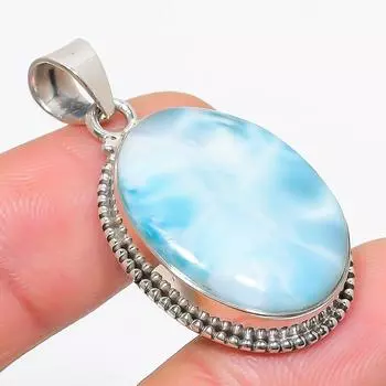 Natural Republic Larimar Gemstone 925 Solid Sterling Silver Pendant 1.75 Y8m24