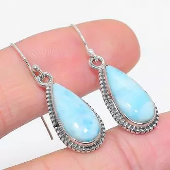 Natural Republic Larimar Gemstone 925 Solid Sterling Silver Earring 1.50 u2D26