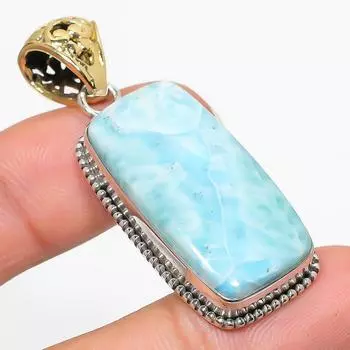Natural Republic Larimar Gemstone 925 Solid Sterling Silver Gift Pendant 2 Y3k73