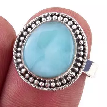 Natural Republic Larimar Gemstone 925 Solid Sterling Silver Gift Ring S.7 m6O07