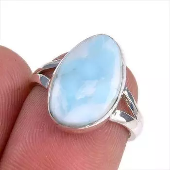 Natural Republic Larimar Gemstone 925 Solid Sterling Silver Gift Ring S.6 w1u23
