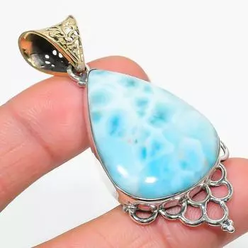 Natural Republic Larimar Gemstone 925 Solid Sterling Silver Pendant 2.50 b8s41