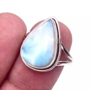 Natural Republic Larimar Gemstone 925 Solid Sterling Silver Gift Ring S.8 s2z66