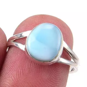 Natural Republic Larimar Gemstone 925 Solid Sterling Silver Gift Ring S.7 o1y84