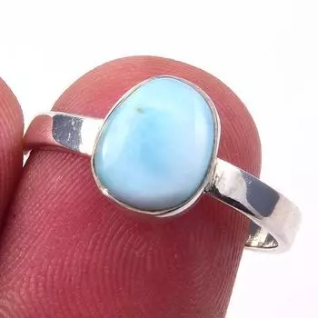 Natural Republic Larimar Gemstone 925 Solid Sterling Silver Gift Ring S.8 U2e43