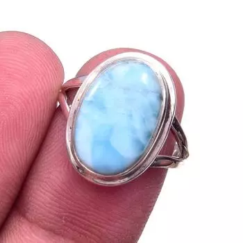 Natural Republic Larimar Gemstone 925 Solid Sterling Silver Gift Ring S.7 Q2m63