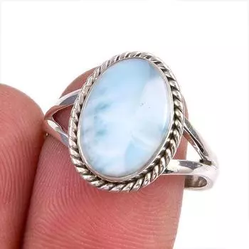 Natural Republic Larimar Gemstone 925 Solid Sterling Silver Gift Ring S.9 y0H33