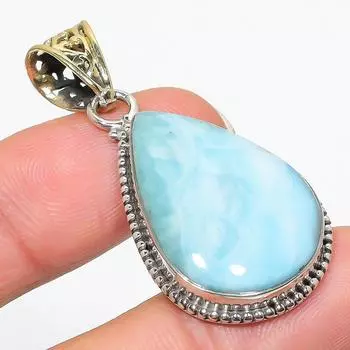 Natural Republic Larimar Gemstone 925 Solid Sterling Silver Pendant 1.75 D7r41