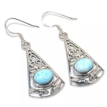 Natural Republic Larimar Gemstone 925 Solid Sterling Silver Earring 1.75 t2o98
