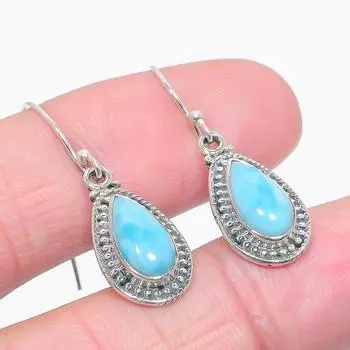 Natural Republic Larimar Gemstone 925 Solid Sterling Silver Earring 1.25 W9v70