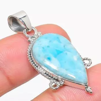 Natural Republic Larimar Gemstone 925 Solid Sterling Silver Pendant 1.75 B8k90