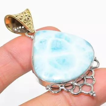 Natural Republic Larimar Gemstone 925 Solid Sterling Silver Pendant 2.50 O4M41