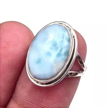 Natural Republic Larimar Gemstone 925 Solid Sterling Silver Gift Ring S.6 m1K97