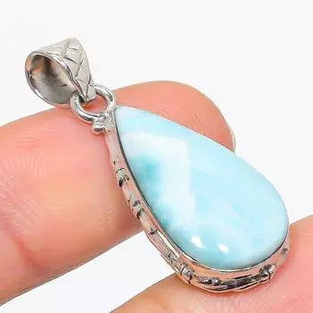Natural Republic Larimar Gemstone 925 Solid Sterling Silver Pendant 1.75 i5b47