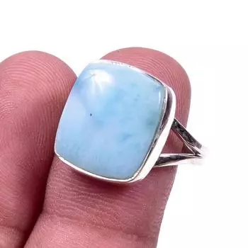 Natural Republic Larimar Gemstone 925 Solid Sterling Silver Gift Ring S.9 o1v30