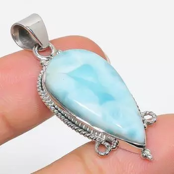 Natural Republic Larimar Gemstone 925 Solid Sterling Silver Pendant 1.75 r9G57