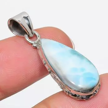 Natural Republic Larimar Gemstone 925 Solid Sterling Silver Pendant 1.75 T7E75