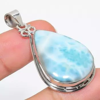 Natural Republic Larimar Gemstone 925 Solid Sterling Silver Gift Pendant 2 Q7L39