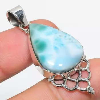 Natural Republic Larimar Gemstone 925 Solid Sterling Silver Pendant 1.75 D1l09