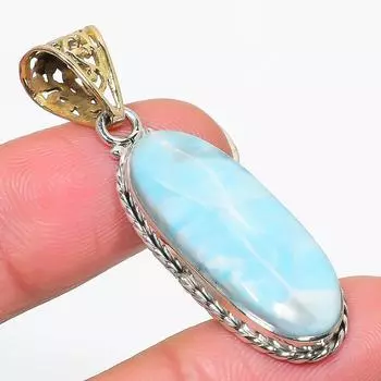 Natural Republic Larimar Gemstone 925 Solid Sterling Silver Gift Pendant 2 q2H42