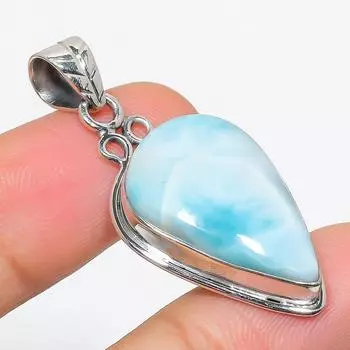 Natural Republic Larimar Gemstone 925 Solid Sterling Silver Pendant 1.75 o0E90