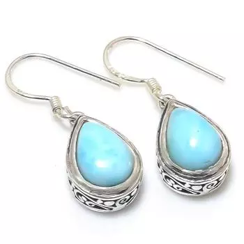 Natural Republic Larimar Gemstone 925 Solid Sterling Silver Gift Earring 1 Z4N08