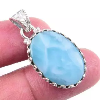 Natural Republic Larimar Gemstone 925 Solid Sterling Silver Pendant 1.25 C6e32