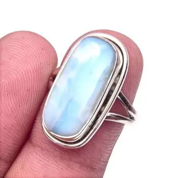 Natural Republic Larimar Gemstone 925 Solid Sterling Silver Gift Ring S.8 e6y77