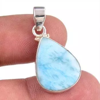 Natural Republic Larimar Gemstone 925 Solid Sterling Silver Pendant 1.25 b1V63