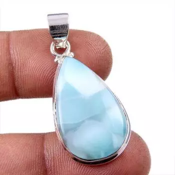 Natural Republic Larimar Gemstone 925 Solid Sterling Silver Pendant 1.5 P0f12
