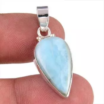 Natural Republic Larimar Gemstone 925 Solid Sterling Silver Pendant 1.25 C9g57