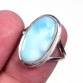 Natural Republic Larimar Gemstone 925 Solid Sterling Silver Gift Ring S.7 H2r04
