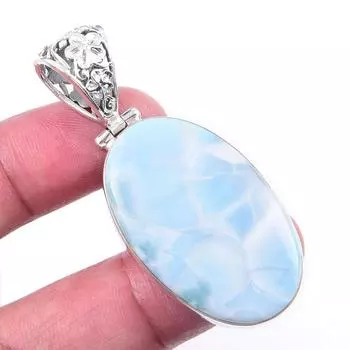 Natural Republic Larimar Gemstone 925 Solid Sterling Silver Gift Pendant 2 I7e78