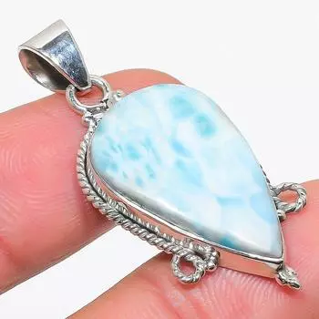 Natural Republic Larimar Gemstone 925 Solid Sterling Silver Pendant 1.75 W9a41