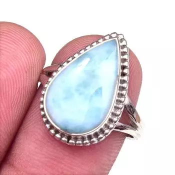Natural Republic Larimar Gemstone 925 Solid Sterling Silver Gift Ring S.8 e4B46
