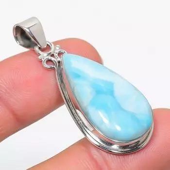 Natural Republic Larimar Gemstone 925 Solid Sterling Silver Pendant 1.75 T5O46