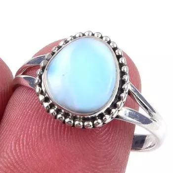 Natural Republic Larimar Gemstone 925 Solid Sterling Silver Gift Ring S.9 k9s86