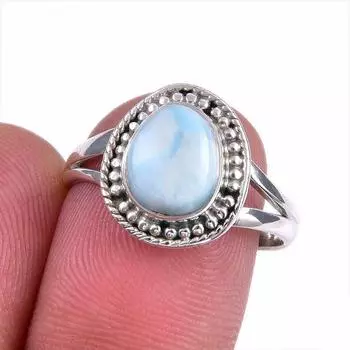 Natural Republic Larimar Gemstone 925 Solid Sterling Silver Gift Ring S.8 Z2F81