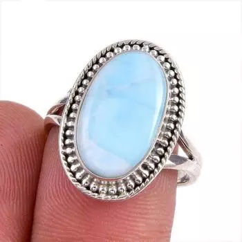 Natural Republic Larimar Gemstone 925 Solid Sterling Silver Gift Ring S.8 u7P25