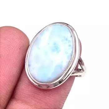 Natural Republic Larimar Gemstone 925 Solid Sterling Silver Gift Ring S.8 J3k93