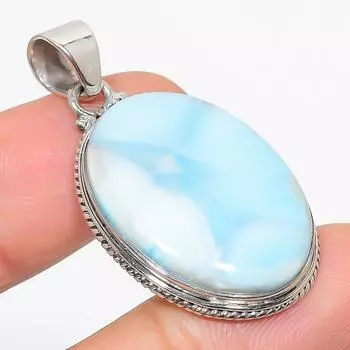 Natural Republic Larimar Gemstone 925 Solid Sterling Silver Pendant 1.75 Y0q36