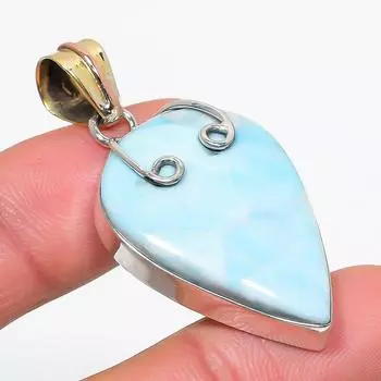 Natural Republic Larimar Gemstone 925 Solid Sterling Silver Pendant 1.75 q3E14