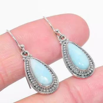 Natural Republic Larimar Gemstone 925 Solid Sterling Silver Earring 1.25 j0Q36