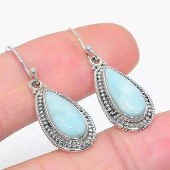 Natural Republic Larimar Gemstone 925 Solid Sterling Silver Earring 1.25 T1a36