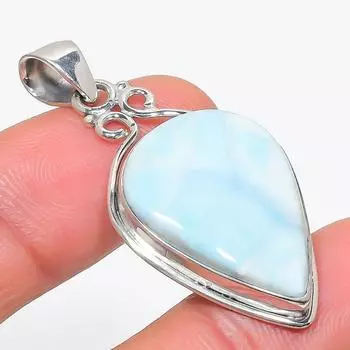 Natural Republic Larimar Gemstone 925 Solid Sterling Silver Pendant 1.75 h8A02