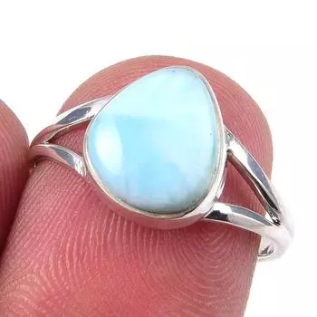 Natural Republic Larimar Gemstone 925 Solid Sterling Silver Gift Ring S.7 r4q87