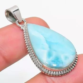 Natural Republic Larimar Gemstone 925 Solid Sterling Silver Pendant 1.75 S2S17